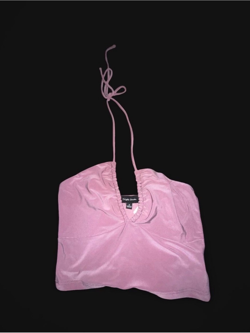 Pink Halter Ruched Crop Tank Top